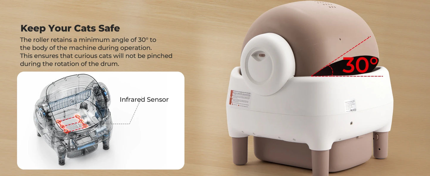 Self Cleaning Litter Box, Automatic Cat Litter Box with APP Control, Odor-Free  Large Waste Bin, Open-Top for Multi Cats