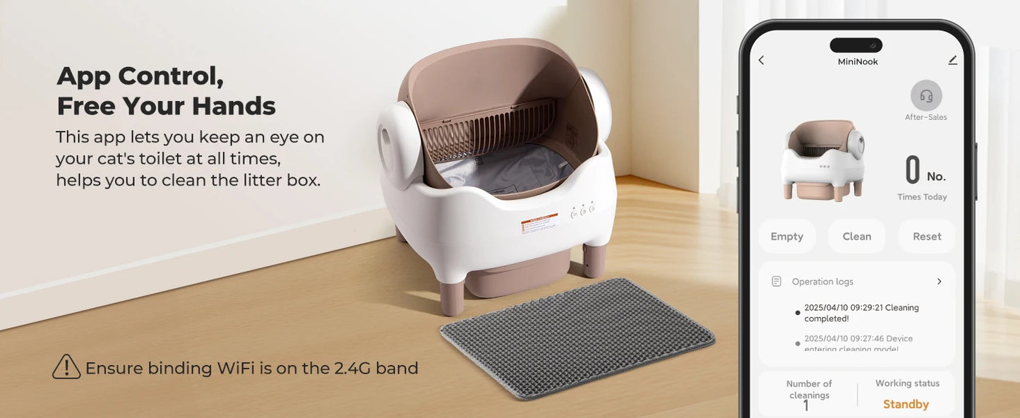 Self Cleaning Litter Box, Automatic Cat Litter Box with APP Control, Odor-Free  Large Waste Bin, Open-Top for Multi Cats